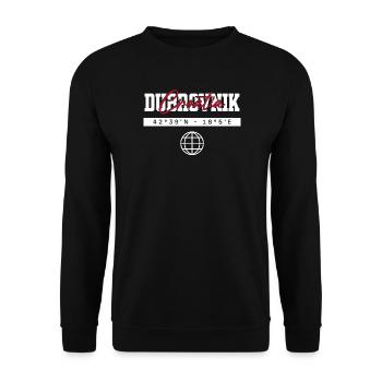 Dubrovnik Kroatien Koordinaten Reise Souvenir - Unisex Pullover - Schwarz - Vorne - Alina (178cm) & Michal (187cm)