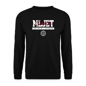 Mljet Kroatien Koordinaten Reise Souvenir - Unisex Pullover - Schwarz - Vorne - Alina (178cm) & Michal (187cm)
