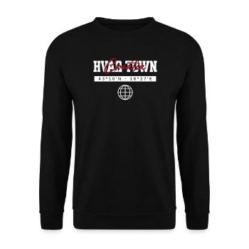 Hvar-Stadt Kroatien Koordinaten Reise Souvenir - Unisex Pullover - Schwarz - Vorne - Alina (178cm) & Michal (187cm)