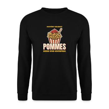 Kostüm erledigt: Pommes - Unisex Pullover - Schwarz - Vorne - Alina (178cm) & Michal (187cm)