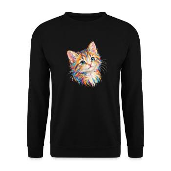 Mehrfarbiges Kätzchen mit blauen Augen – Porträt - Unisex Pullover - Schwarz - Vorne - Alina (178cm) & Michal (187cm)