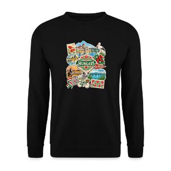 Ungarn Reisesticker - Unisex Pullover - Schwarz - Vorne - Alina (178cm) & Michal (187cm)