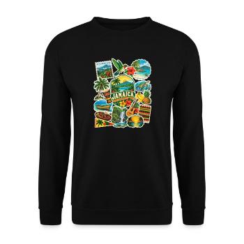 Jamaika Reisesticker - Unisex Pullover - Schwarz - Vorne - Alina (178cm) & Michal (187cm)