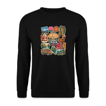 Indien Reisesticker - Unisex Pullover - Schwarz - Vorne - Alina (178cm) & Michal (187cm)
