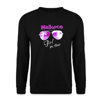 Mallorca Girl on tour - Sonnenbrille Palmen - Unisex Pullover - Schwarz - Vorne - Alina (178cm) & Michal (187cm)