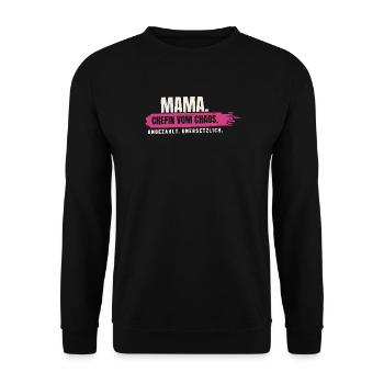 Mama – Chefin vom Chaos - Unisex Pullover - Schwarz - Vorne - Alina (178cm) & Michal (187cm)
