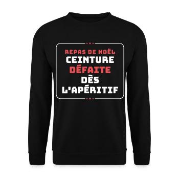 Weihnachtsessen-Gürtel-Niederlage-Vorspeise - Unisex Pullover - Schwarz - Vorne - Alina (178cm) & Michal (187cm)