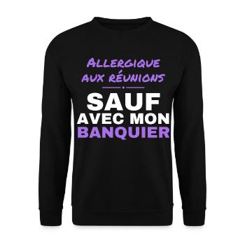 Allergisch gegen Meetings außer Banker - Unisex Pullover - Schwarz - Vorne - Alina (178cm) & Michal (187cm)