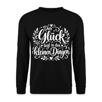 Das Glück liegt in Kleinen Dingen - Unisex Pullover - Schwarz - Vorne - Alina (178cm) & Michal (187cm)