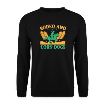 Western Rider Rodeo & Corn Dogs Cowgirls Rodeo - Unisex Pullover - Schwarz - Vorne - Alina (178cm) & Michal (187cm)
