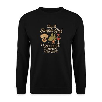 I'm A Simple Girl I Love Dogs, Camping And Wine - Unisex Pullover - Schwarz - Vorne - Alina (178cm) & Michal (187cm)