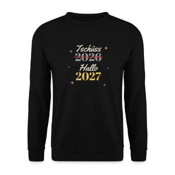 Tschüss 2026 – Hallo 2027 Silvester Shirt - Unisex Pullover - Schwarz - Vorne - Alina (178cm) & Michal (187cm)