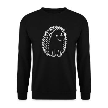 Süßer Doodle-Igel Linienkunst - Unisex Pullover - Schwarz - Vorne - Alina (178cm) & Michal (187cm)