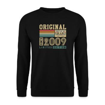 Original 2009 Jahrgang 18. Geburtstag Vintage - Unisex Pullover - Schwarz - Vorne - Alina (178cm) & Michal (187cm)