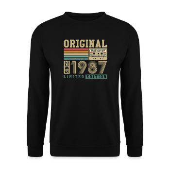 Original 1987 Jahrgang 40. Geburtstag Vintage - Unisex Pullover - Schwarz - Vorne - Alina (178cm) & Michal (187cm)