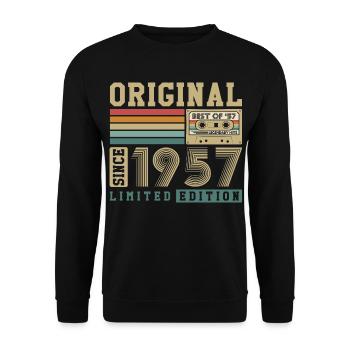 Original 1957 Jahrgang 70. Geburtstag Vintage - Unisex Pullover - Schwarz - Vorne - Alina (178cm) & Michal (187cm)