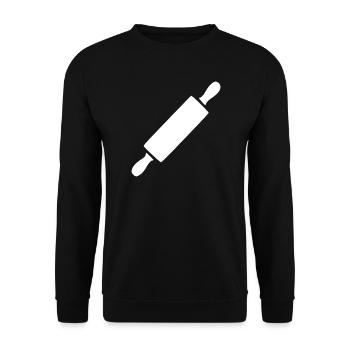 Nudelholz Rollholz Bäcker Geschenk backen  - Unisex Pullover - Schwarz - Vorne - Alina (178cm) & Michal (187cm)