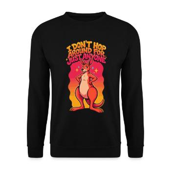 Känguru mit Attitüde Motiv - Unisex Pullover - Schwarz - Vorne - Alina (178cm) & Michal (187cm)