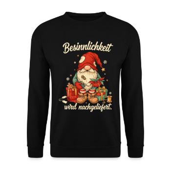 Stressige Weihnachten Wichtel Weihnachtsmotiv - Unisex Pullover - Schwarz - Vorne - Alina (178cm) & Michal (187cm)