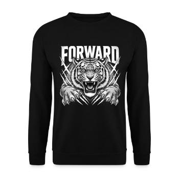 Brüllender Tiger mit Krallen - Unisex Pullover - Schwarz - Vorne - Alina (178cm) & Michal (187cm)