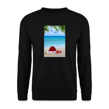 Neujahrsreise-Hintergrund 2027 mit rotem Weihnachtsmannhut - Unisex Pullover - Schwarz - Vorne - Alina (178cm) & Michal (187cm)