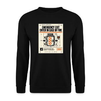 Notausgang im Brandfall - Unisex Pullover - Schwarz - Vorne - Alina (178cm) & Michal (187cm)