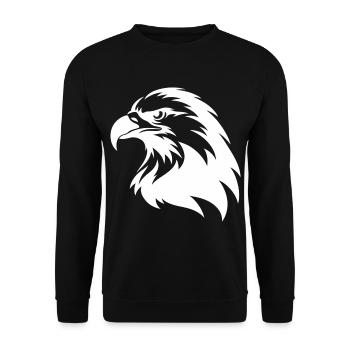 Adlerkopf Silhouette Schwarz-Weiß - Unisex Pullover - Schwarz - Vorne - Alina (178cm) & Michal (187cm)