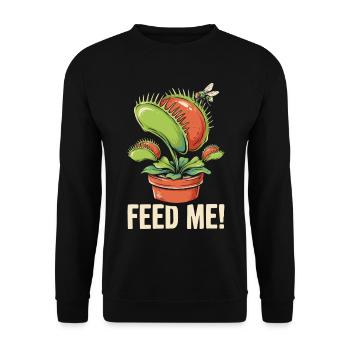 Fress mich Venusfliegenfalle - Unisex Pullover - Schwarz - Vorne - Alina (178cm) & Michal (187cm)