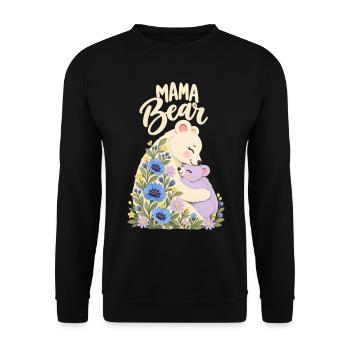 Süßes Kornblumen-Geschenk für Mama Mama Bär - Unisex Pullover - Schwarz - Vorne - Alina (178cm) & Michal (187cm)