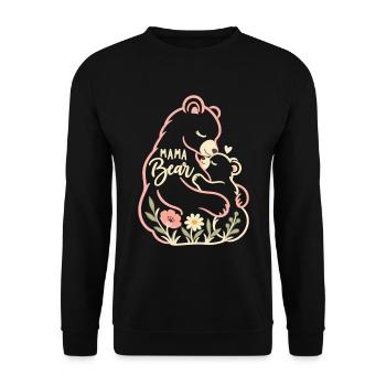 Minimales Herz-Geschenk für Mama Mama Bär - Unisex Pullover - Schwarz - Vorne - Alina (178cm) & Michal (187cm)