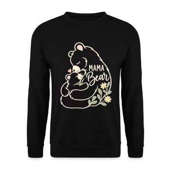 Minimales Blatt Süße Mama Mutter Mama Bär - Unisex Pullover - Schwarz - Vorne - Alina (178cm) & Michal (187cm)