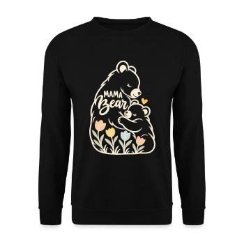 Minimales Tulpen-Mama-Leben Süße Mama-Bär - Unisex Pullover - Schwarz - Vorne - Alina (178cm) & Michal (187cm)