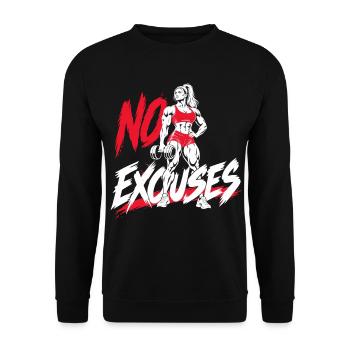 Zitate der Fitness-Motivationsmädchen – Keine Ausreden - Unisex Pullover - Schwarz - Vorne - Alina (178cm) & Michal (187cm)