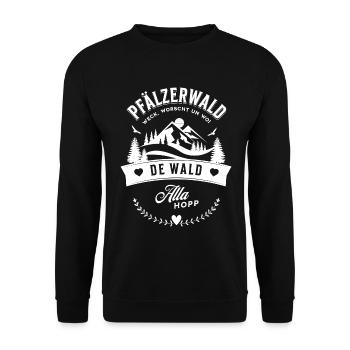 Pfälzerwald Weck Worscht Un Woi De Wald Alla Hopp - Unisex Pullover - Schwarz - Vorne - Alina (178cm) & Michal (187cm)