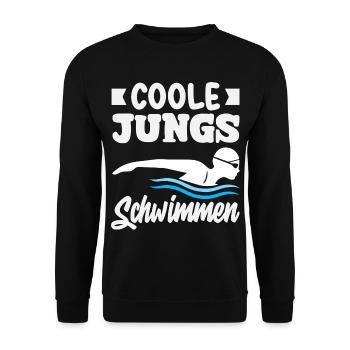 Schwimmsport Schwimmer Spruch Geschenk - Unisex Pullover - Schwarz - Vorne - Alina (178cm) & Michal (187cm)