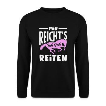 Lustiges Pferdemädchen & Reiter Spruch Geschenke - Unisex Pullover - Schwarz - Vorne - Alina (178cm) & Michal (187cm)