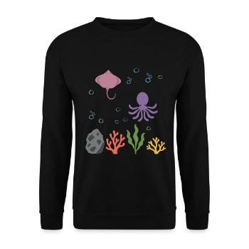Rochen Unterwasser Kinder Krake Meeresleben - Unisex Pullover - Schwarz - Vorne - Alina (178cm) & Michal (187cm)