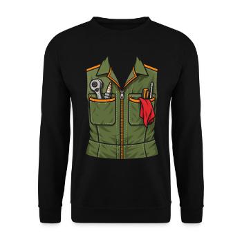 Lustiges Mechaniker T-Shirt Werkzeugweste - Unisex Pullover - Schwarz - Vorne - Alina (178cm) & Michal (187cm)