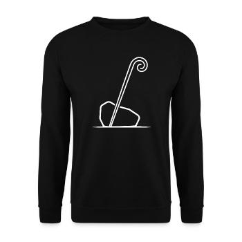 Magischer Zauberstab auf Stein-Silhouette - Unisex Pullover - Schwarz - Vorne - Alina (178cm) & Michal (187cm)