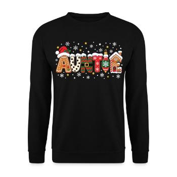 Familienfeier der Tante Weihnachten - Unisex Pullover - Schwarz - Vorne - Alina (178cm) & Michal (187cm)