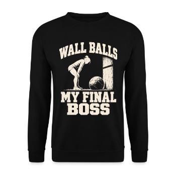 Wall Balls Damen-Hybrid-Fitness-Rennen Fitnessstudio-Humor - Unisex Pullover - Schwarz - Vorne - Alina (178cm) & Michal (187cm)