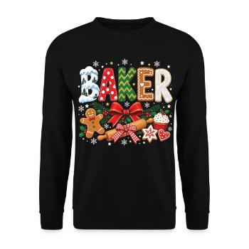 Baker Weihnachtsfeiertags-Backhumor - Unisex Pullover - Schwarz - Vorne - Alina (178cm) & Michal (187cm)