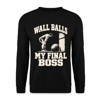 Wall Balls Hybrid Fitness Rennen Fitnessstudio Humor Männer - Unisex Pullover - Schwarz - Vorne - Alina (178cm) & Michal (187cm)