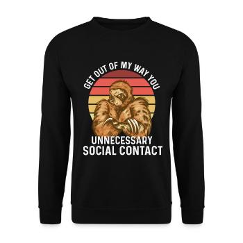 Unnecessary Social Contact – Grummel Faultier - Unisex Pullover - Schwarz - Vorne - Alina (178cm) & Michal (187cm)