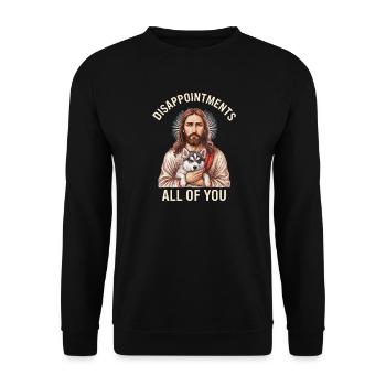 Disappointments Jesus mit Husky - Unisex Pullover - Schwarz - Vorne - Alina (178cm) & Michal (187cm)