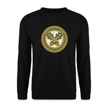 Eichenlaub Abzeichen Heimat Grafik - Unisex Pullover - Schwarz - Vorne - Alina (178cm) & Michal (187cm)