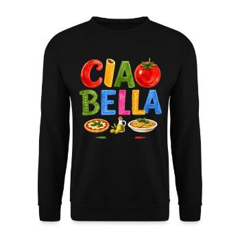 Ciao Bella Italian Food - Unisex Pullover - Schwarz - Vorne - Alina (178cm) & Michal (187cm)