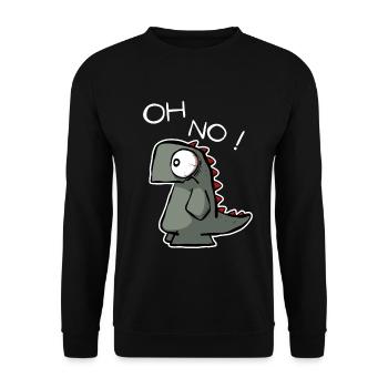 Oh No !  Lustiger Dino für Shirts und Sticker - Unisex Pullover - Schwarz - Vorne - Alina (178cm) & Michal (187cm)