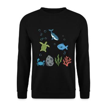 Wal Unterwasser Kinder Meeresschildkröte - Unisex Pullover - Schwarz - Vorne - Alina (178cm) & Michal (187cm)
