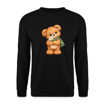 Süßer Teddybär mit Gänseblümchen - Unisex Pullover - Schwarz - Vorne - Alina (178cm) & Michal (187cm)